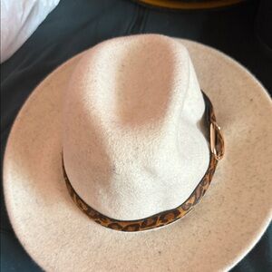 Altar'd State Beige Hat with Animal Print Band